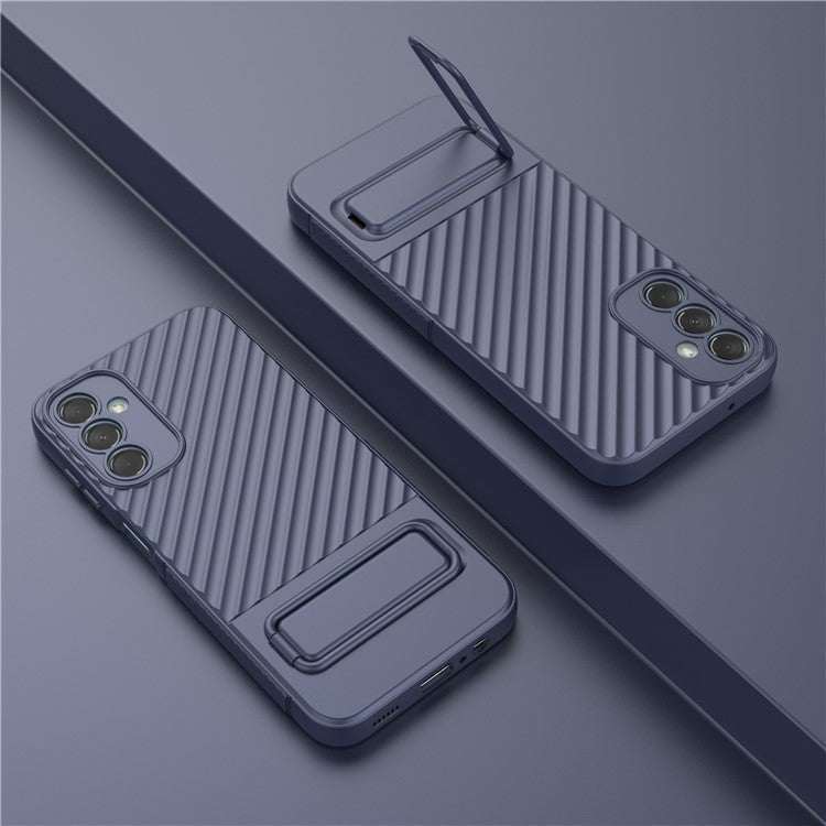 For Samsung Galaxy M14 5G Flexible TPU Phone Case Hidden Kickstand Phone Cover - Dark Blue