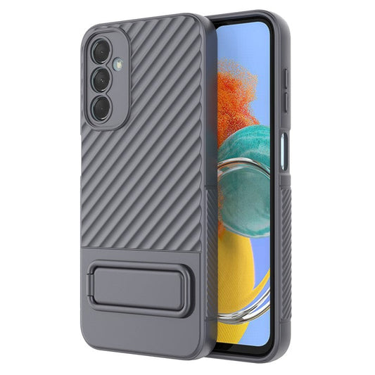 For Samsung Galaxy M14 5G Flexible TPU Phone Case Hidden Kickstand Phone Cover - Grey