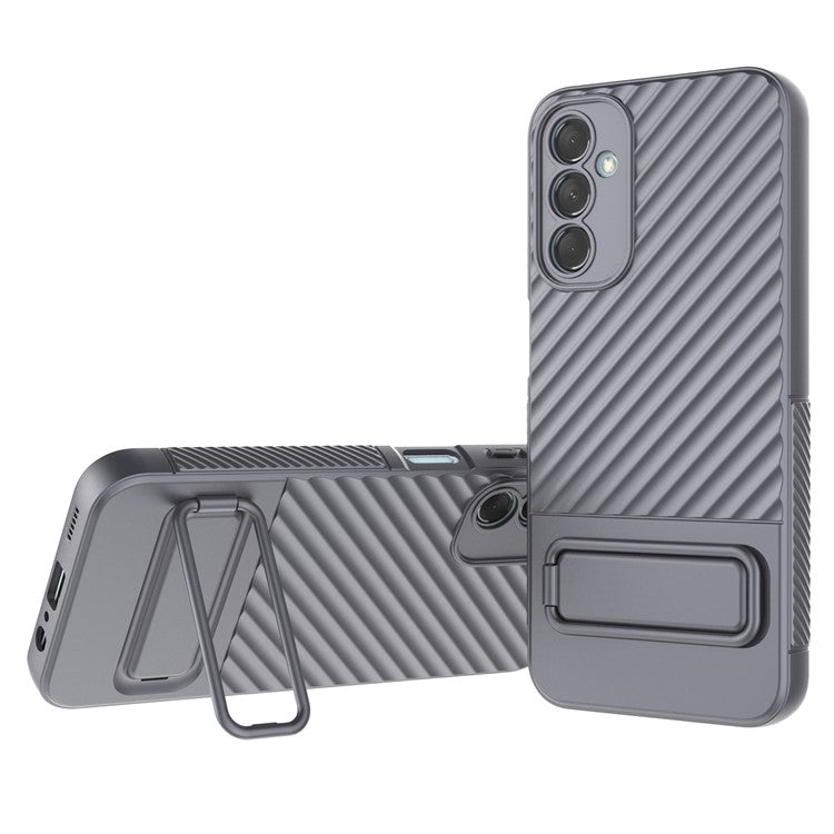 For Samsung Galaxy M14 5G Flexible TPU Phone Case Hidden Kickstand Phone Cover - Grey