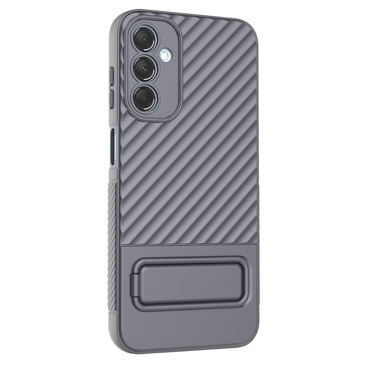 For Samsung Galaxy M14 5G Flexible TPU Phone Case Hidden Kickstand Phone Cover - Grey