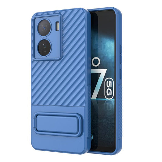 For vivo iQOO Z7 5G Anti-scratch Phone Case Kickstand TPU Back Cover - Baby Blue