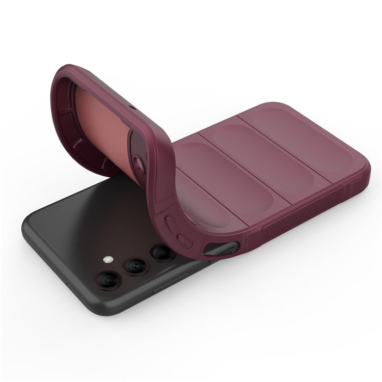 For Samsung Galaxy M14 5G Rugged Drop-proof Phone Case Soft TPU Back Cover - Wine Red