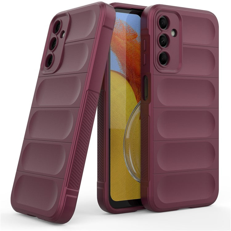 For Samsung Galaxy M14 5G Rugged Drop-proof Phone Case Soft TPU Back Cover - Wine Red