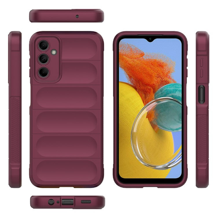 For Samsung Galaxy M14 5G Rugged Drop-proof Phone Case Soft TPU Back Cover - Wine Red
