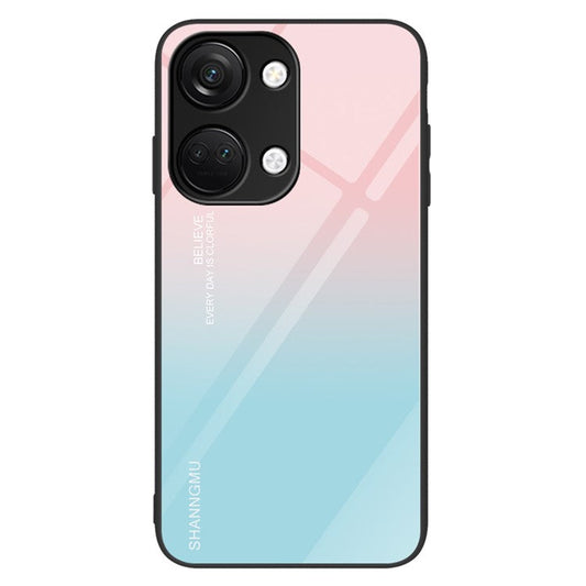 Phone Case for OnePlus Nord 3 5G / Ace 2V Tempered Glass Pattern Printing PC+TPU Shockproof Cover - Gradient Pink Blue