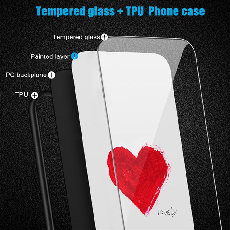 Phone Case for OnePlus Nord 3 5G / Ace 2V Tempered Glass Pattern Printing PC+TPU Shockproof Cover - For Love  /  White