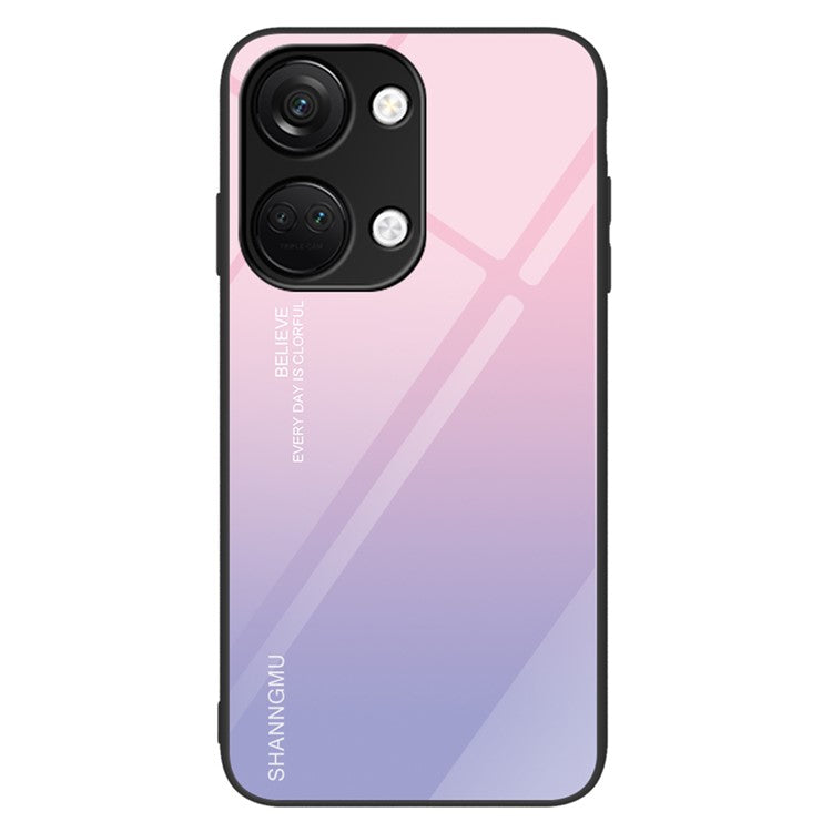 Phone Case for OnePlus Nord 3 5G / Ace 2V Tempered Glass Pattern Printing PC+TPU Shockproof Cover - Gradient Pink Purple