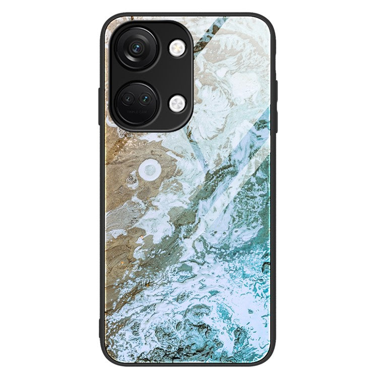 For OnePlus Nord 3 5G / Ace 2V Marble Pattern Tempered Glass Back Case Shockproof PC+TPU Phone Cover - DL06