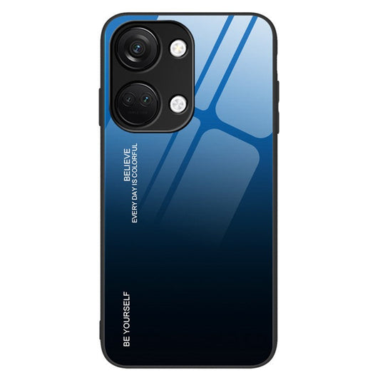 For OnePlus Nord 3 5G / Ace 2V Gradient Tempered Glass Back Shell PC + TPU Shock Protective Phone Case - Blue+Black