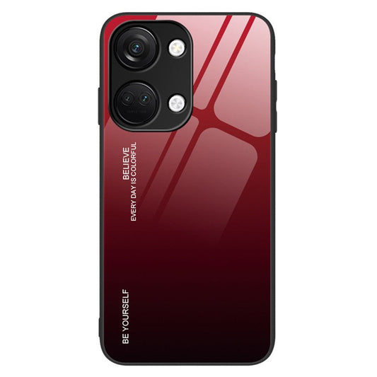 For OnePlus Nord 3 5G / Ace 2V Gradient Tempered Glass Back Shell PC + TPU Shock Protective Phone Case - Red+Black