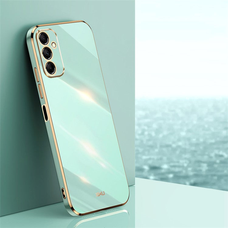 XINLI For Samsung Galaxy M14 5G Electroplating Edge Case Soft TPU Shockproof Phone Cover - Cyan