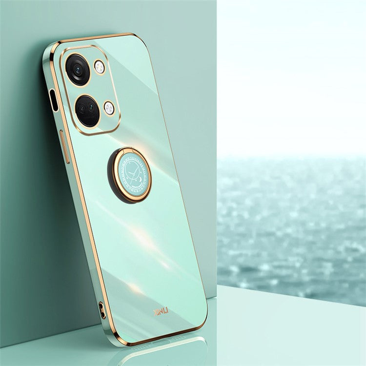 XINLI For OnePlus Nord 3 5G / Ace 2V Ring Holder Kickstand TPU Case Electroplating Phone Cover - Cyan