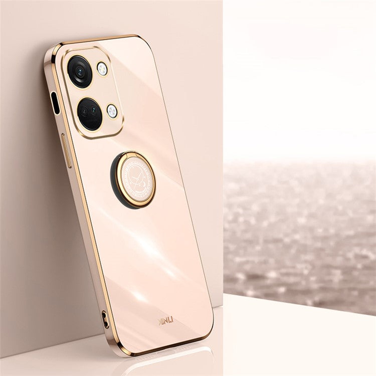 XINLI For OnePlus Nord 3 5G / Ace 2V Ring Holder Kickstand TPU Case Electroplating Phone Cover - Pink