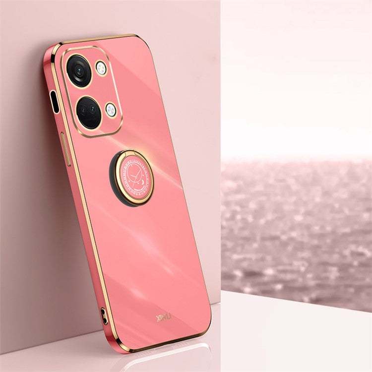 XINLI For OnePlus Nord 3 5G / Ace 2V Ring Holder Kickstand TPU Case Electroplating Phone Cover - Red