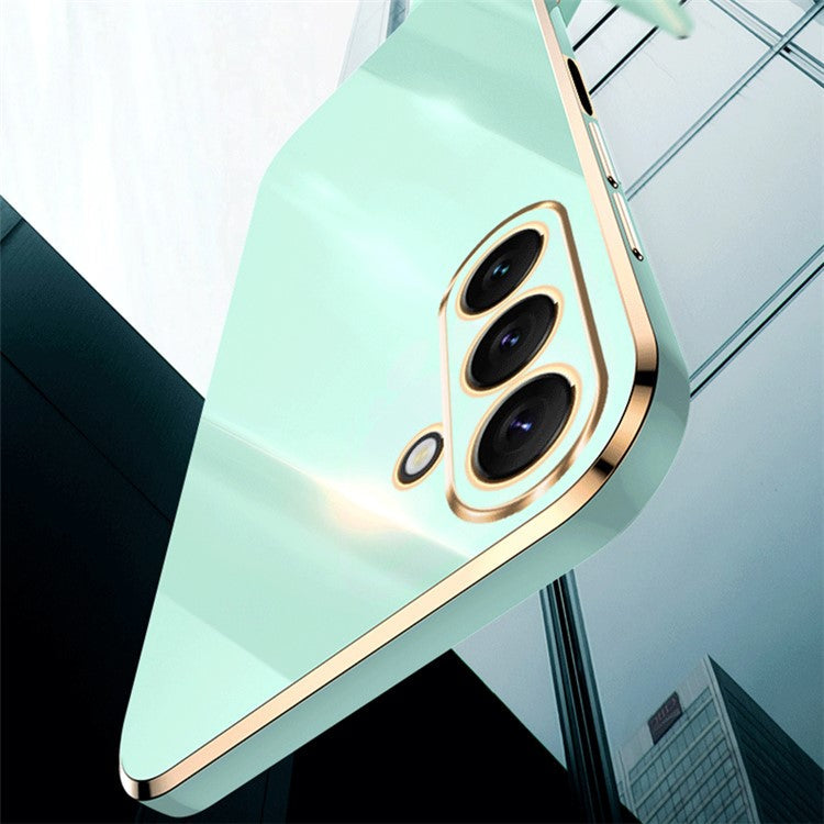 XINLI TPU Phone Case for Samsung Galaxy M54 5G / F54 5G Full Camera Protection Electroplated Gold Edge Cover - Cyan