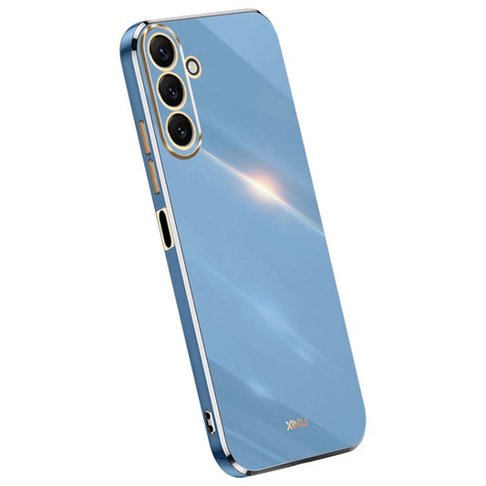 XINLI TPU Phone Case for Samsung Galaxy M54 5G / F54 5G Full Camera Protection Electroplated Gold Edge Cover - Blue