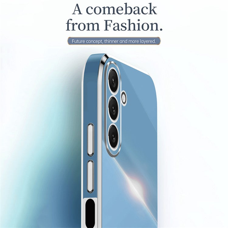 XINLI TPU Phone Case for Samsung Galaxy M54 5G / F54 5G Full Camera Protection Electroplated Gold Edge Cover - Blue