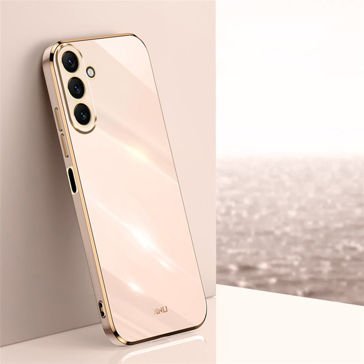 XINLI TPU Phone Case for Samsung Galaxy M54 5G / F54 5G Full Camera Protection Electroplated Gold Edge Cover - Pink