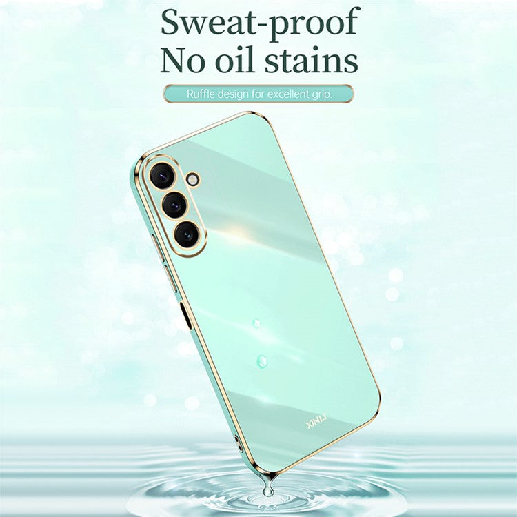 XINLI TPU Phone Case for Samsung Galaxy M54 5G / F54 5G Full Camera Protection Electroplated Gold Edge Cover - Pink