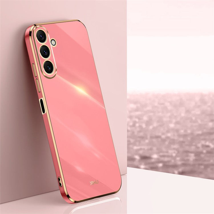 XINLI TPU Phone Case for Samsung Galaxy M54 5G / F54 5G Full Camera Protection Electroplated Gold Edge Cover - Red