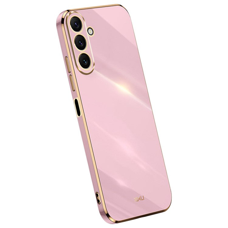XINLI TPU Phone Case for Samsung Galaxy M54 5G / F54 5G Full Camera Protection Electroplated Gold Edge Cover - Purple