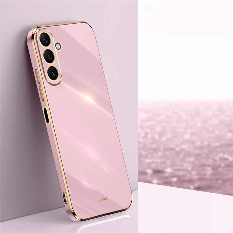 XINLI TPU Phone Case for Samsung Galaxy M54 5G / F54 5G Full Camera Protection Electroplated Gold Edge Cover - Purple