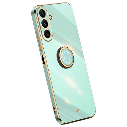 XINLI Ring Kickstand Phone Case for Samsung Galaxy M54 5G / F54 5G Electroplated Precise Lens Cut-out TPU Cover - Cyan