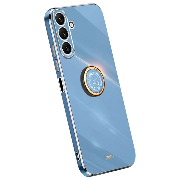 XINLI Ring Kickstand Phone Case for Samsung Galaxy M54 5G / F54 5G Electroplated Precise Lens Cut-out TPU Cover - Blue