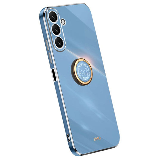 XINLI Ring Kickstand Phone Case for Samsung Galaxy M54 5G / F54 5G Electroplated Precise Lens Cut-out TPU Cover - Blue