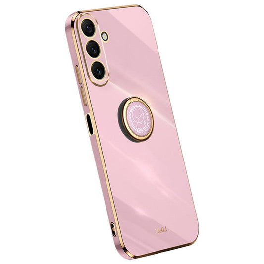 XINLI Ring Kickstand Phone Case for Samsung Galaxy M54 5G / F54 5G Electroplated Precise Lens Cut-out TPU Cover - Purple