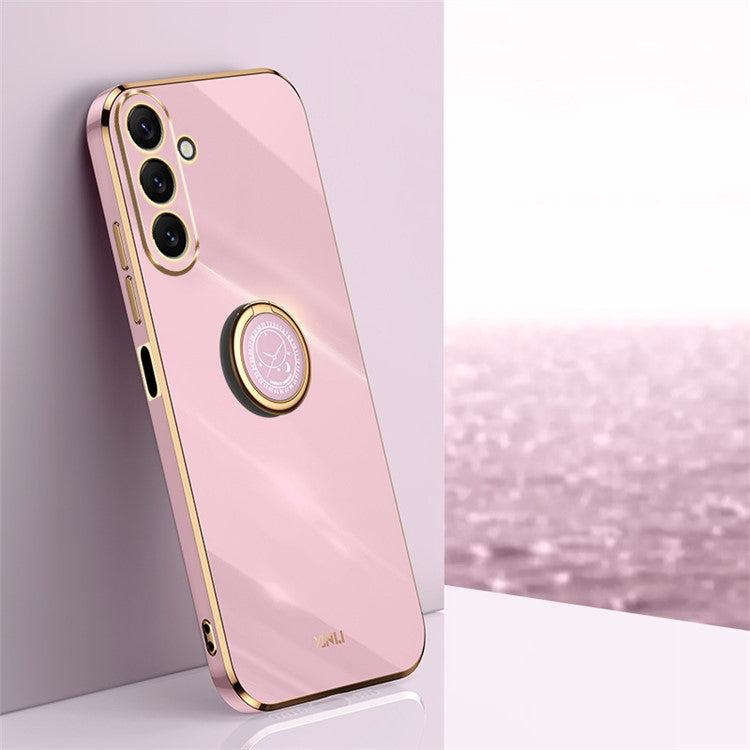 XINLI Ring Kickstand Phone Case for Samsung Galaxy M54 5G / F54 5G Electroplated Precise Lens Cut-out TPU Cover - Purple