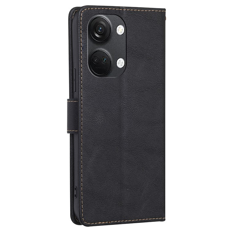 For OnePlus Nord 3 5G / Ace 2V 5G RFID Blocking Phone Case Cowhide Texture Leather Wallet Stand Cover - Black