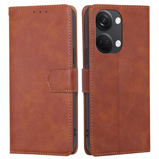 For OnePlus Nord 3 5G / Ace 2V 5G RFID Blocking Phone Case Cowhide Texture Leather Wallet Stand Cover - Brown