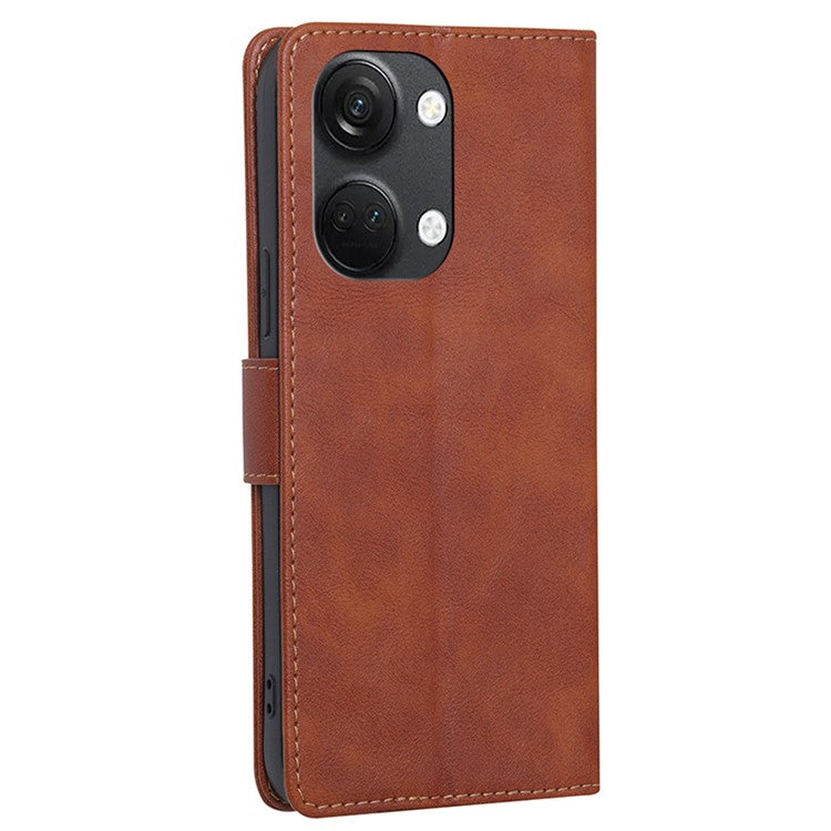 For OnePlus Nord 3 5G / Ace 2V 5G RFID Blocking Phone Case Cowhide Texture Leather Wallet Stand Cover - Brown