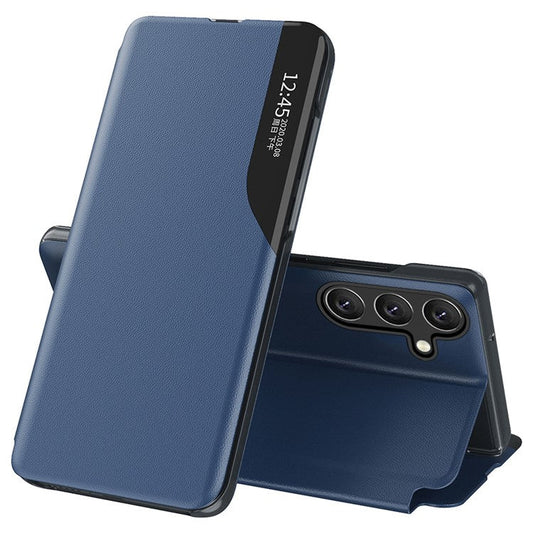 For Samsung Galaxy M14 5G View Window Phone Case PU Leather Phone Stand Cover - Sapphire