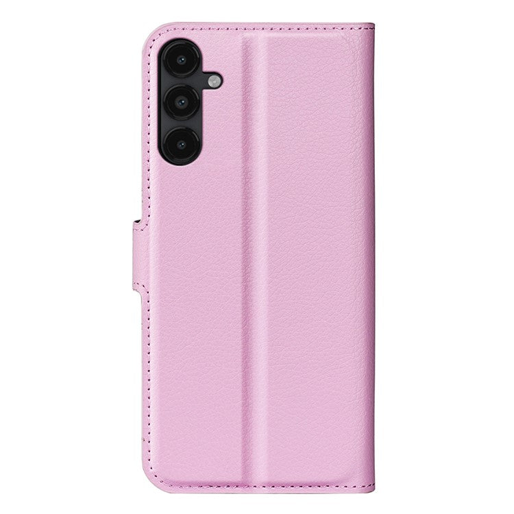 PU Leather Phone Shell for Samsung Galaxy M14 5G Litchi Texture Wallet Cover Stand Phone Case - Pink