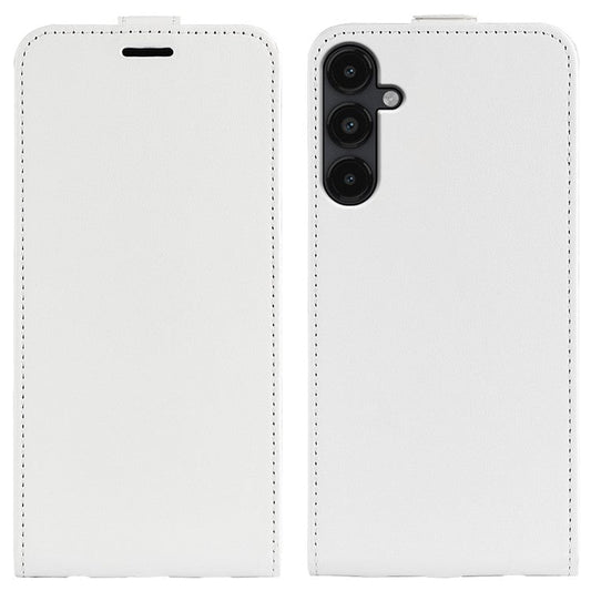For Samsung Galaxy M14 5G Vertical Flip Leather Phone Case Card Holder Crazy Horse Texture Protective Cover - White