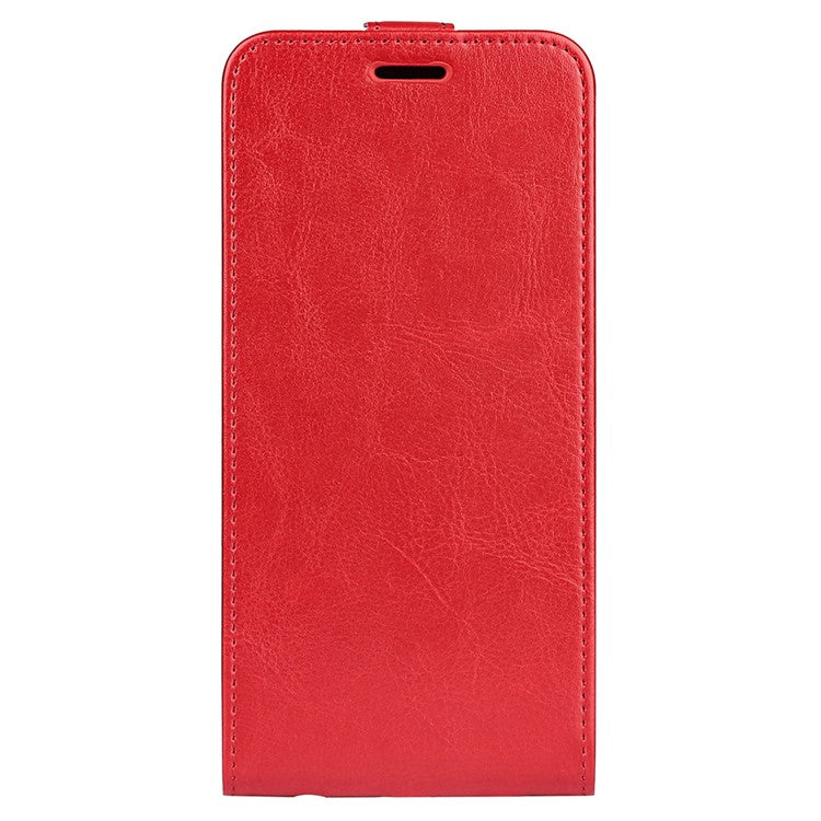 For Samsung Galaxy M14 5G Vertical Flip Leather Phone Case Card Holder Crazy Horse Texture Protective Cover - Red