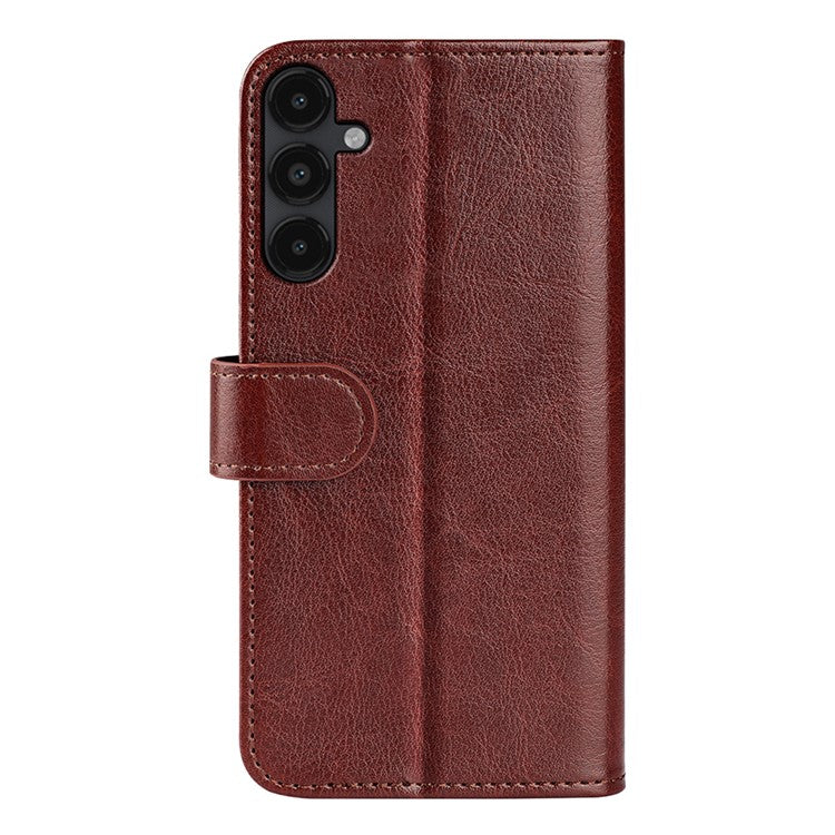 For Samsung Galaxy M14 5G Leather Phone Case Wallet Crazy Horse Texture Stand Phone Cover - Brown