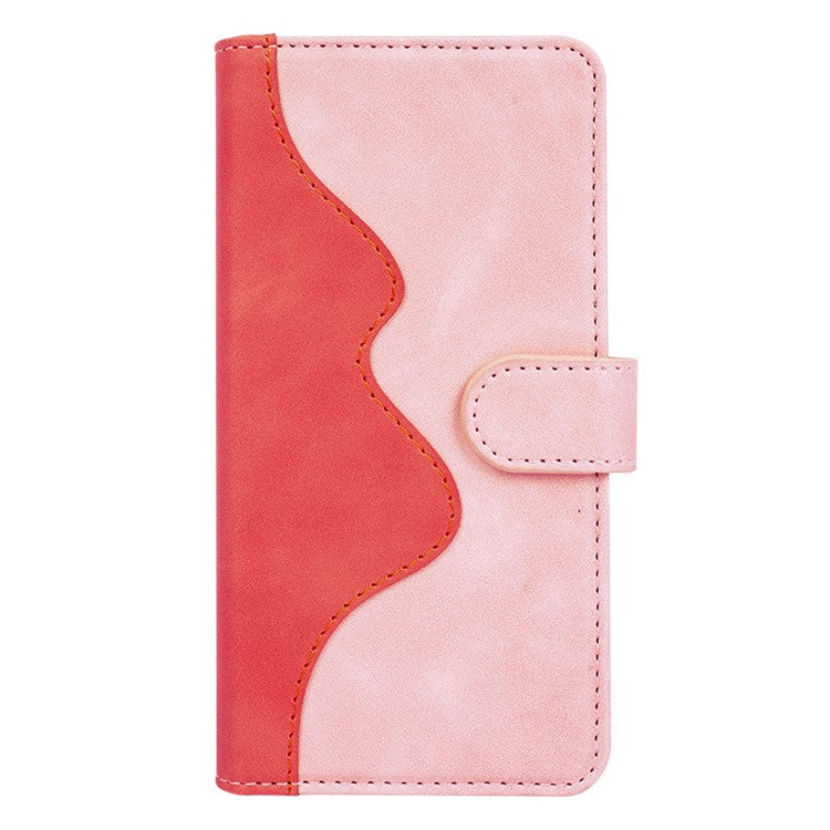 Phone Case for Oppo Find X6 Pro , Shockproof Splicing Leather Wallet Cover Flip Stand Phone Case - Pink