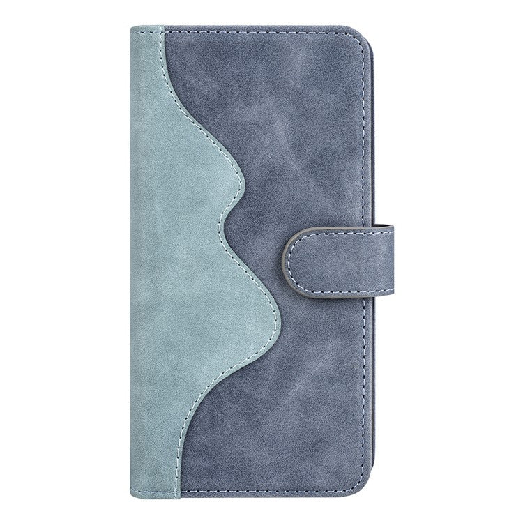 Phone Case for Oppo Find X6 Pro , Shockproof Splicing Leather Wallet Cover Flip Stand Phone Case - Blue