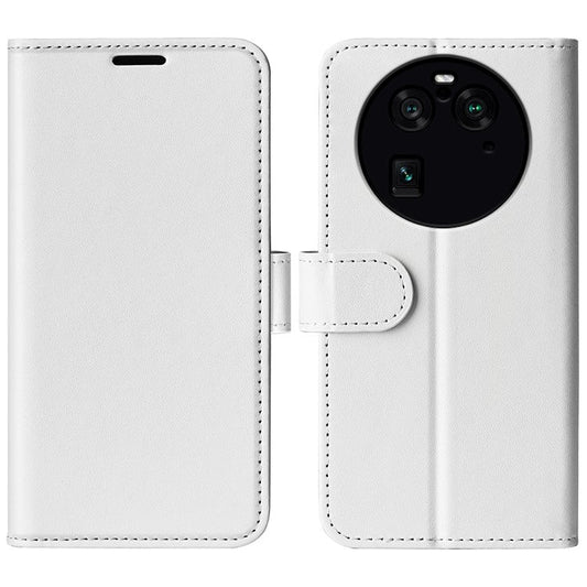 PU Leather+TPU Phone Case for Oppo Find X6 Pro , Wallet Stand Crazy Horse Texture Phone Cover - White