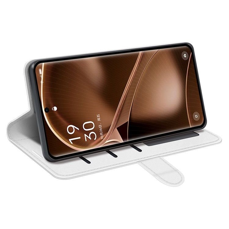 PU Leather+TPU Phone Case for Oppo Find X6 Pro , Wallet Stand Crazy Horse Texture Phone Cover - White