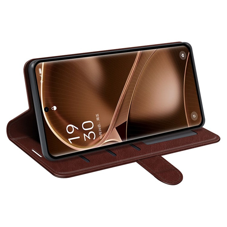 PU Leather+TPU Phone Case for Oppo Find X6 Pro , Wallet Stand Crazy Horse Texture Phone Cover - Brown
