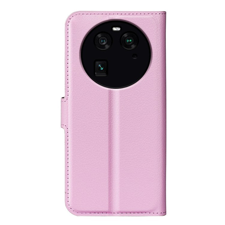 PU Leather Phone Case for Oppo Find X6 , Litchi Texture Wallet Cover Stand Phone Shell - Pink