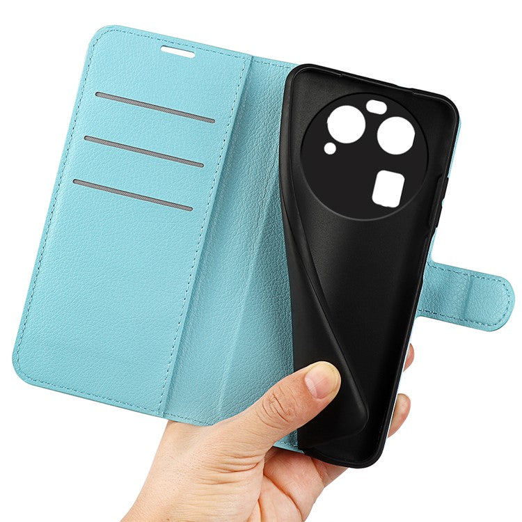 PU Leather Phone Case for Oppo Find X6 , Litchi Texture Wallet Cover Stand Phone Shell - Blue