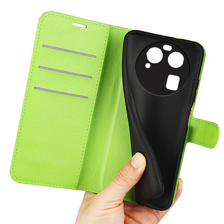 PU Leather Phone Case for Oppo Find X6 , Litchi Texture Wallet Cover Stand Phone Shell - Green