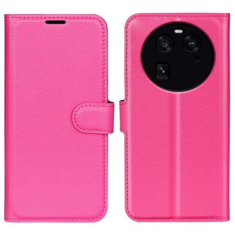 PU Leather Phone Case for Oppo Find X6 , Litchi Texture Wallet Cover Stand Phone Shell - Rose