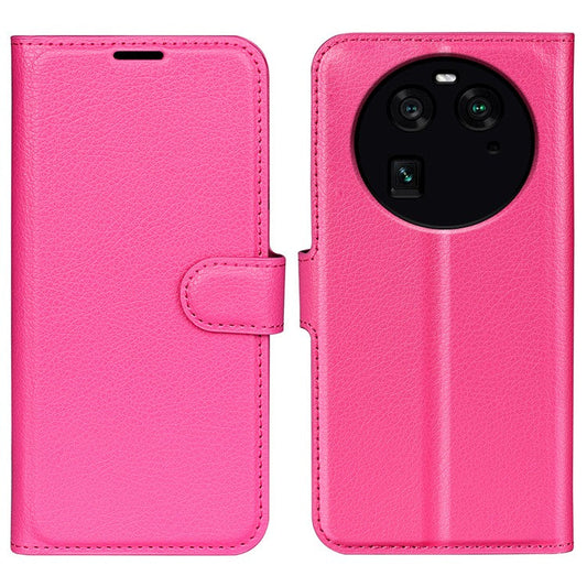 PU Leather Phone Case for Oppo Find X6 , Litchi Texture Wallet Cover Stand Phone Shell - Rose