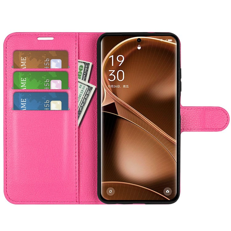 PU Leather Phone Case for Oppo Find X6 , Litchi Texture Wallet Cover Stand Phone Shell - Rose